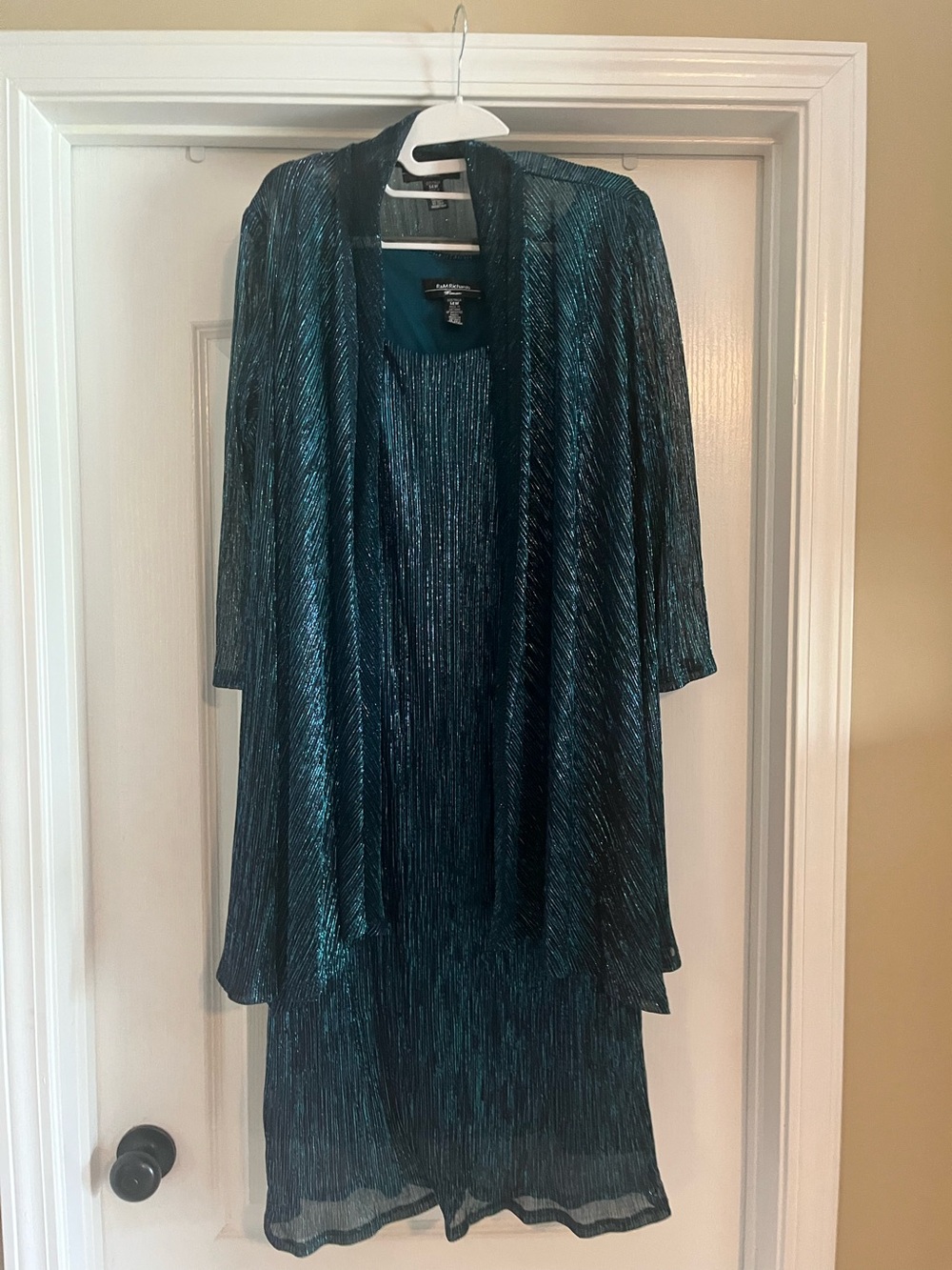 R&M Richards Teal & Black Shimmer Two-Piece Dress Set